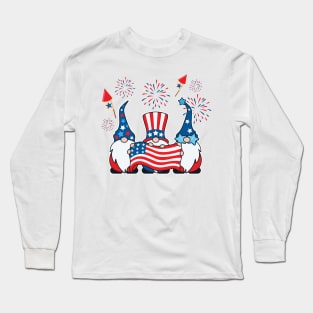 4th Of July American Gnomes Celebrating Independence Day Gift For men Women Long Sleeve T-Shirt